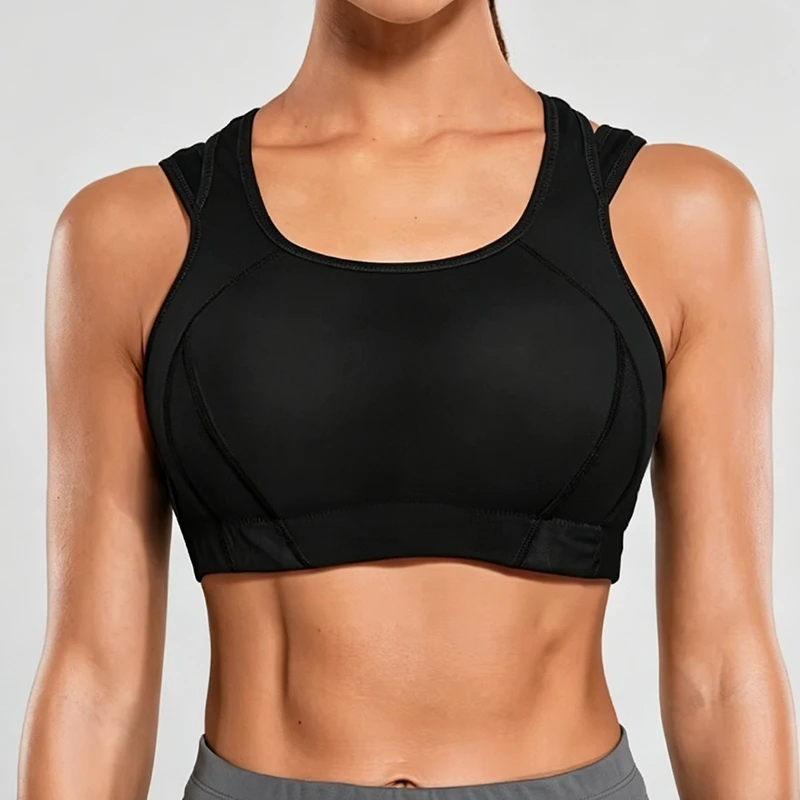 HIGH NECK Strappy Exercise Yoga Recycled Sports Bras Tops Women Longline Back Workout Gym Fitness Brassiere Activewear