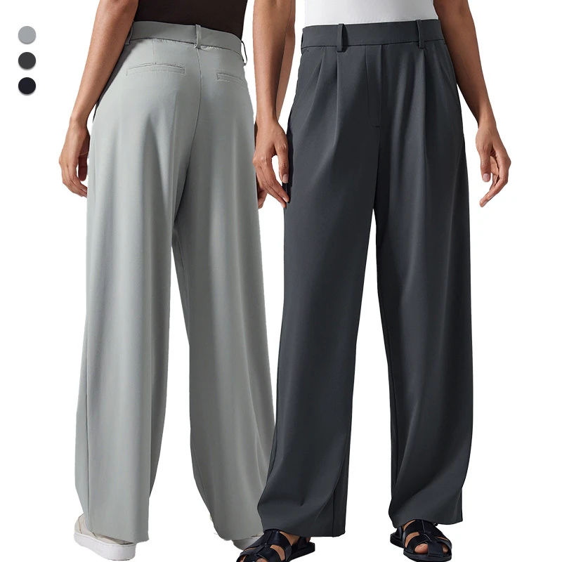 D25103 Women High-waisted Wide Leg With Side Pockets Athletic Yoga Pants Breathable Quick Dry Loose Joggers Sweatpants