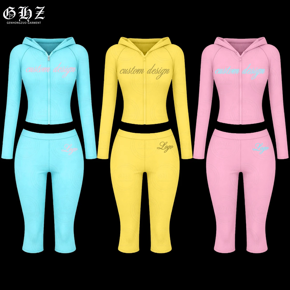 Spring Summer 2026 Women Y2K Clothes Custom LOGO Tracksuits Women Yoga Jacket and Capri Pants Leggings Sets for Women Two Pieces