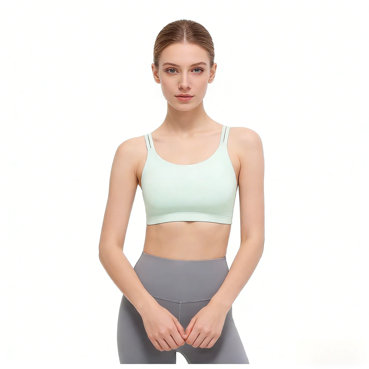 Dual-shoulder Thin-strapped Bra with High Elasticity U-shaped Shockproof Gathering Beautiful Back One-piece Sports Bra