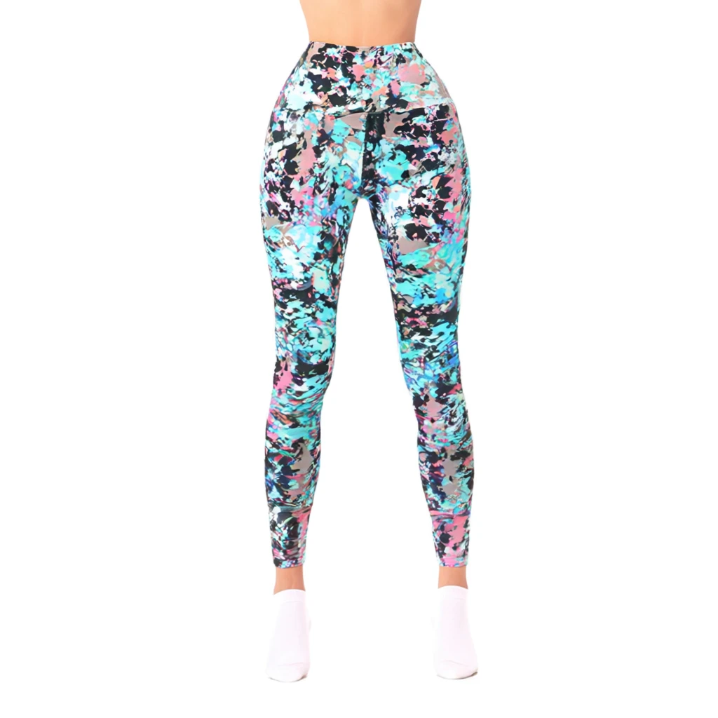 Women High Waist Colorful Printed Yoga Leggings Ankle Length 4 Way Stretch Nylon Spandex Breathable Fitness Pants OEM ODM Wholes
