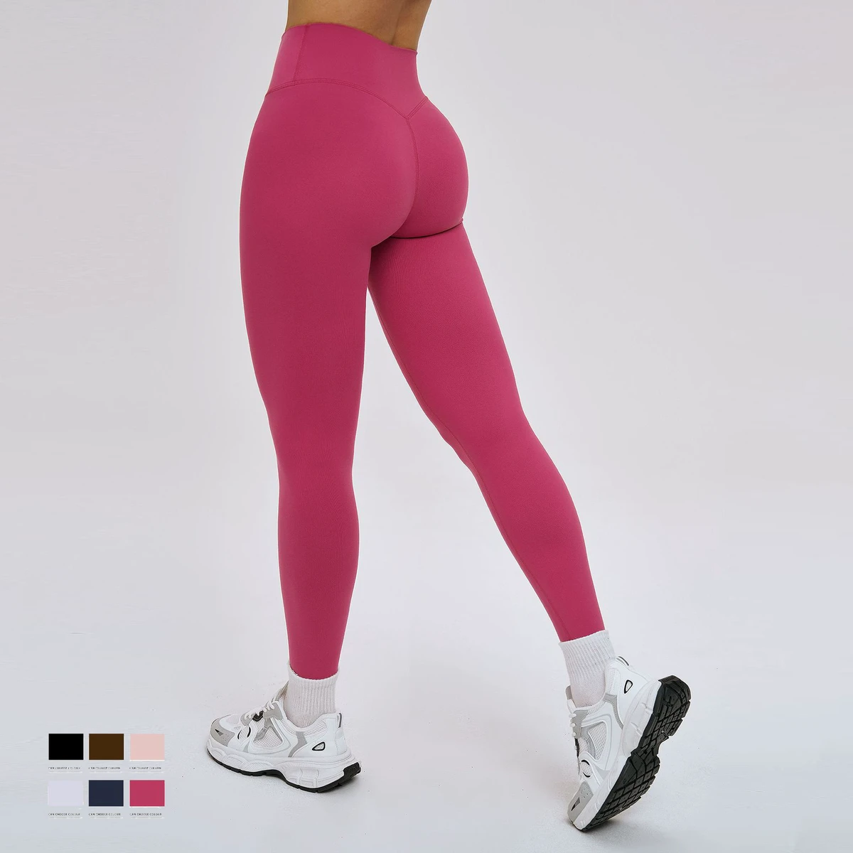 Women's High Waist Seamless Elastic Yoga Leggings Solid Butt Lifting Comfortable Outdoor Running Sports Leggings