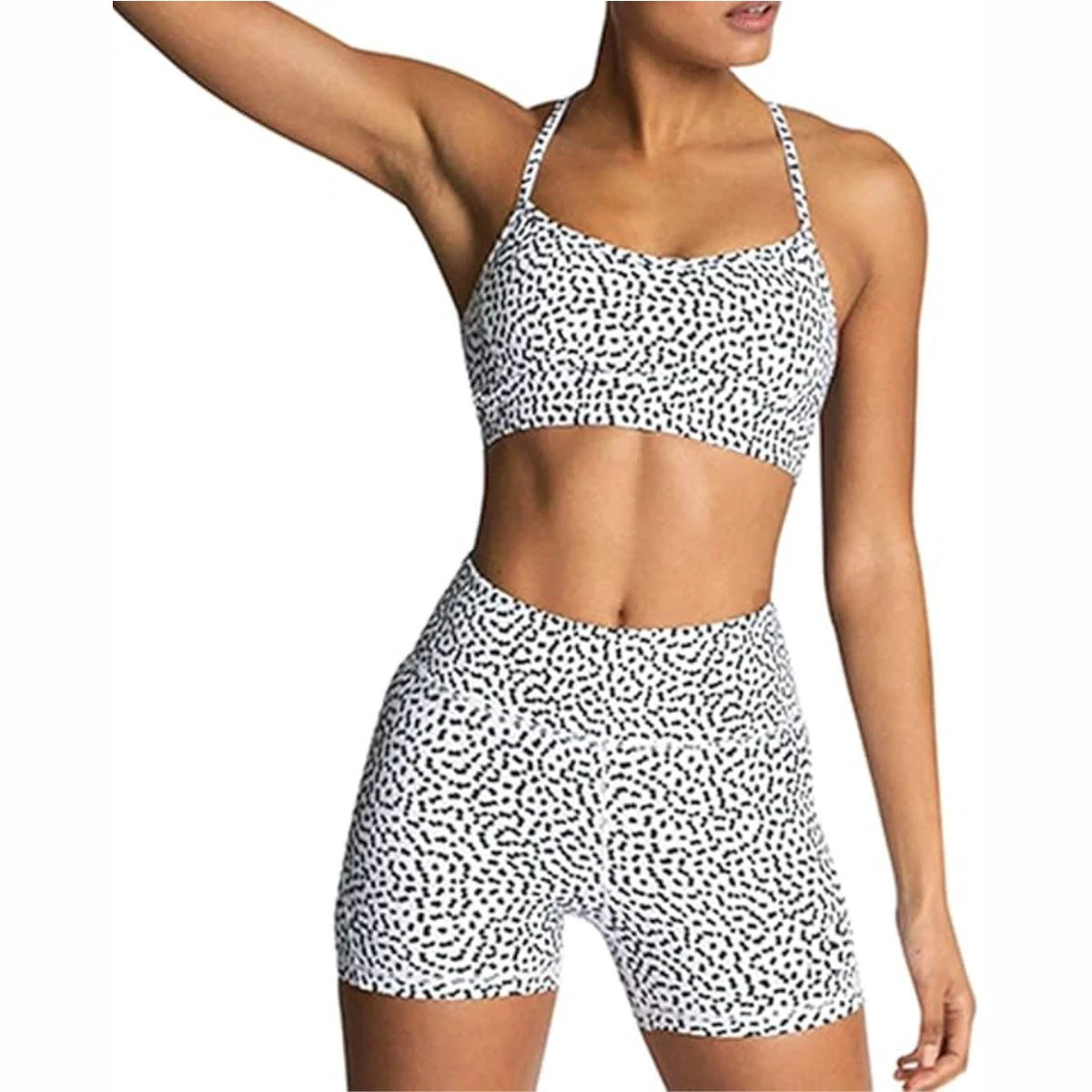 All-New High Quality Seamless Lightweight Women's Yoga Fitness Tights 2-Piece Sets Elastic Waist Customizable Solid Striped