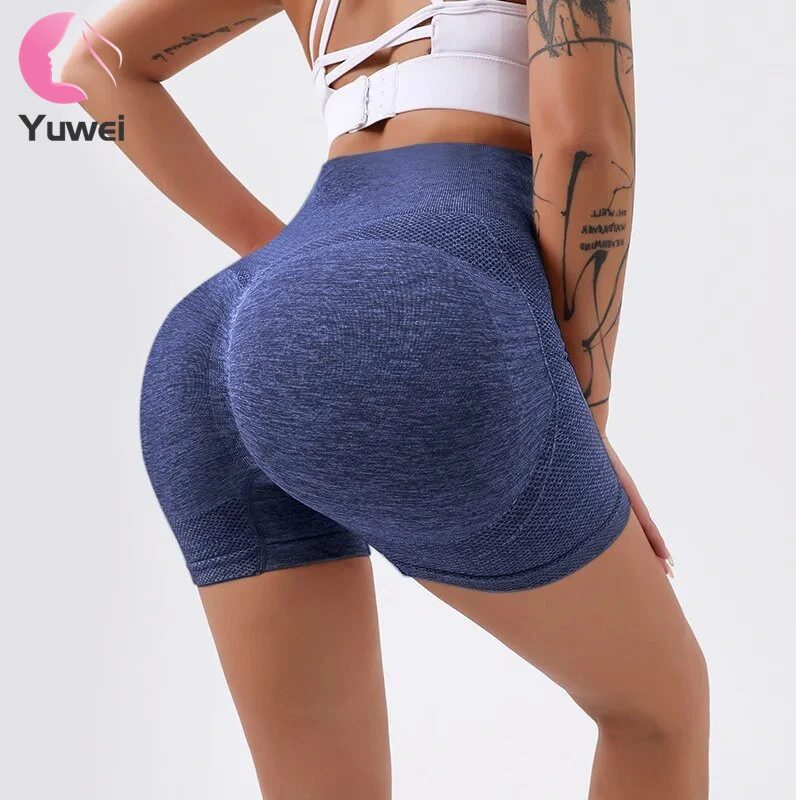 High Quality Women's High Waist Gym Sports Yoga Shorts Quick-Drying Seamless Tight Hip Fitness Pants for Tik Tok Butt Hot Shorts