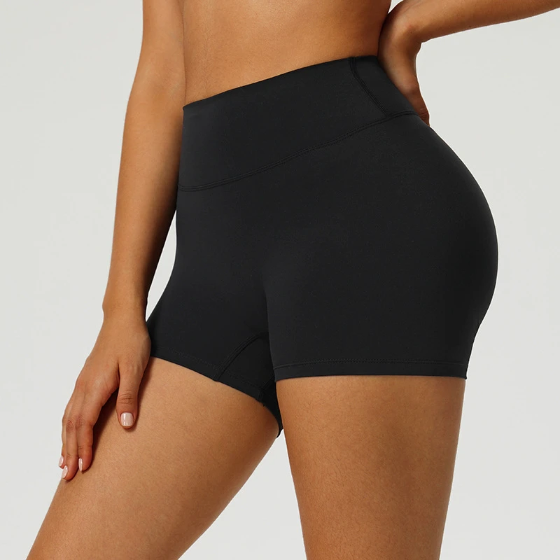 Women's Solid High Waist Breathable Spandex/Nylon Yoga Shorts Abdominal Support Hip Lifting Running Fitness Quick Dry