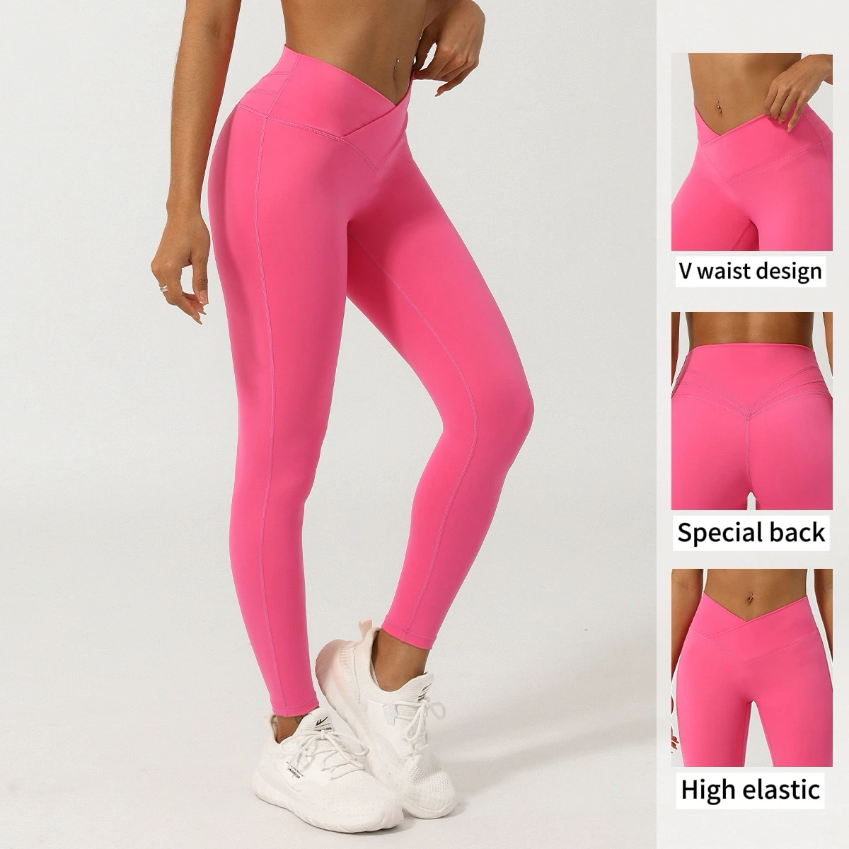High Elastic V Waist Sports Leggings Yoga Training Quickly Dry 75% Nylon 25% Spandex Breathable Women Yoga Leggings