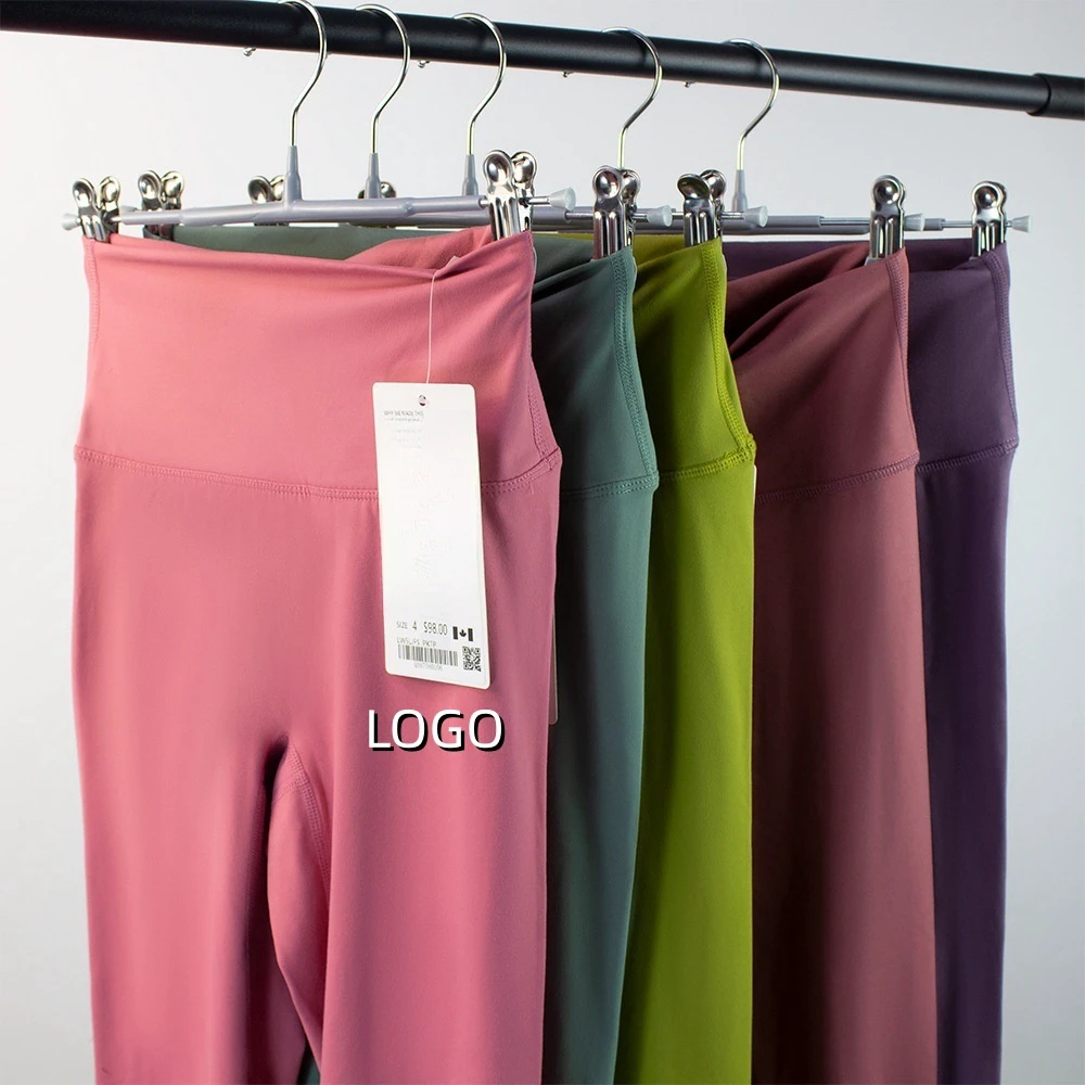 Custom LOGO Women's High Waist Yoga Trousers Nylon Sports Clothing with Naked Feeling Solid Pattern Fitness Crop Pants