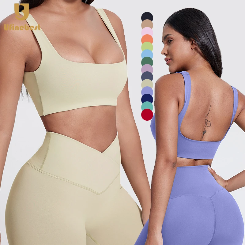 Super Cool Fabric Solid Color Custom Logo Girls Breathable Yoga Dress Sport Bra Top Women's Running Fitness Sports Vest Bras