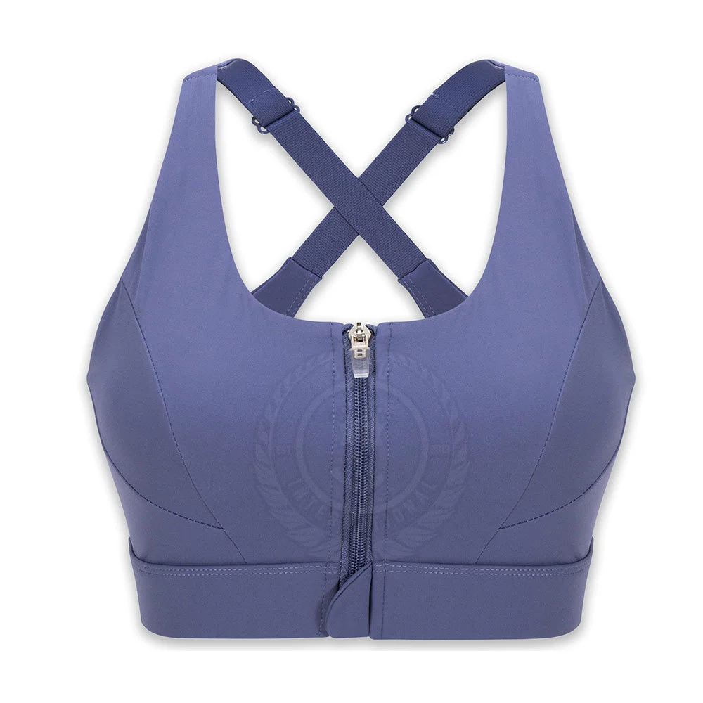 Women's Breathable Yoga Sports Bra with Removable Pads High Support Front Logo-High Quality Gym Fitness Wear