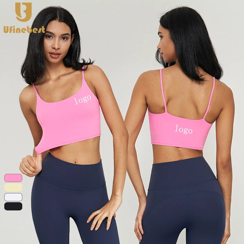 Custom Logo Sexy U Neck Breathable Womens Sportswear Sport Bras Thin Straps Gym Underwear Fitness Yoga Top Sports Bra for Women