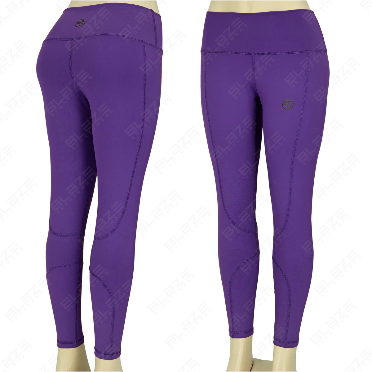 High Waist Butt Lift Yoga Leggings with Elastic Side Loops & Pockets Breathable Quick Dry Nylon Elastane-Solid Pattern
