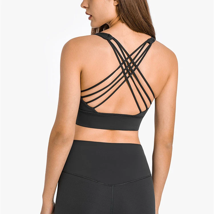 Women's Push up Medium Impact Cross Back Quick Dry Soft Yoga Sports Bra Padded Running Tops Work Out Gym Fitness Wear Clothes