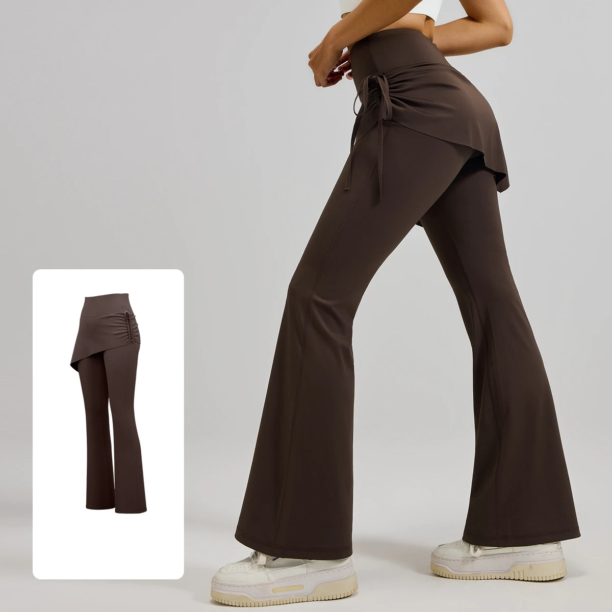 New Wrinkled Flared Skirt Pants with Two Pieces of Micro Flared Pilates High Waisted and Hip Lifting Yoga Pants