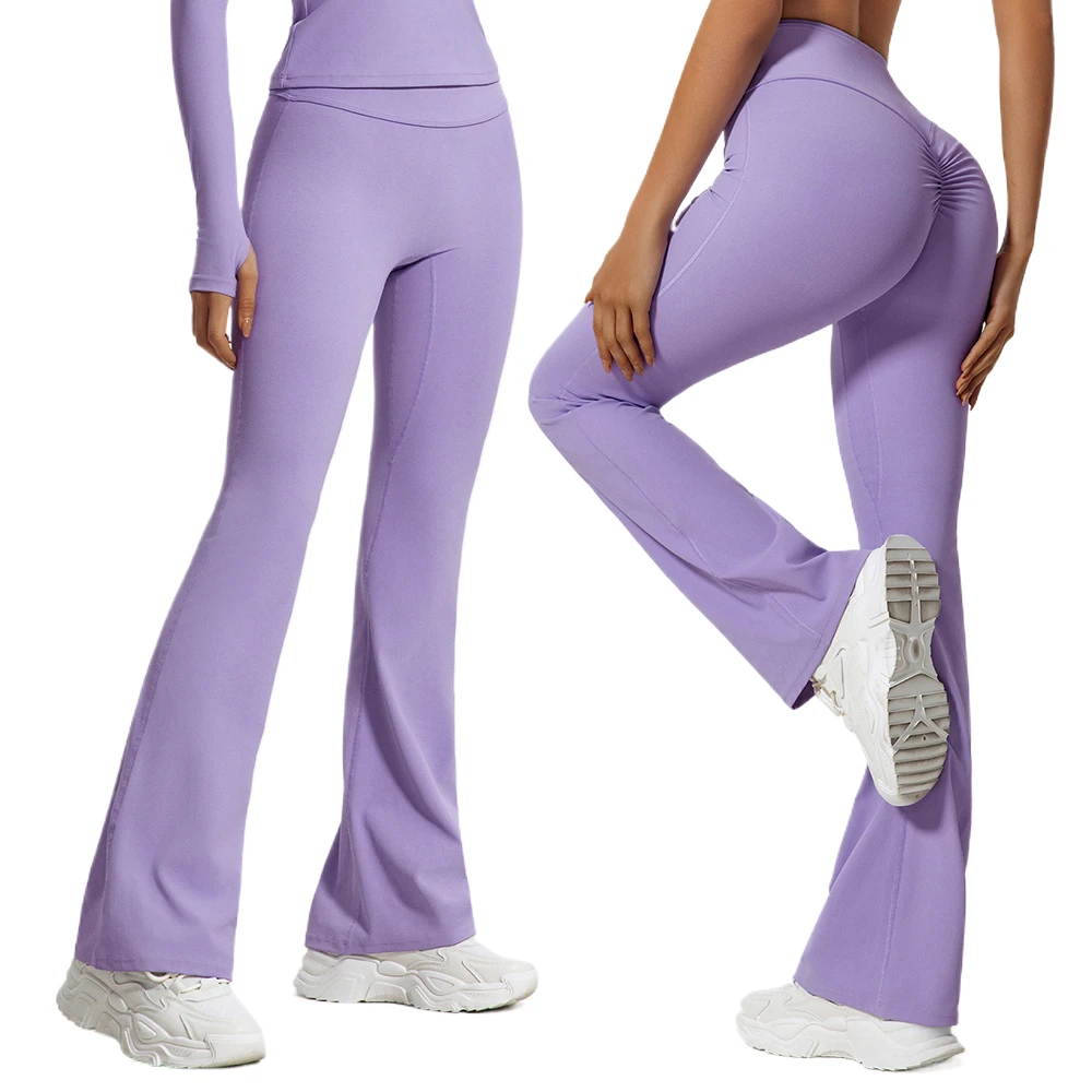 Custom Logo Sport Yoga Women's High Waist Flared Pant Tights Soft Butt Lift Yoga Leggings