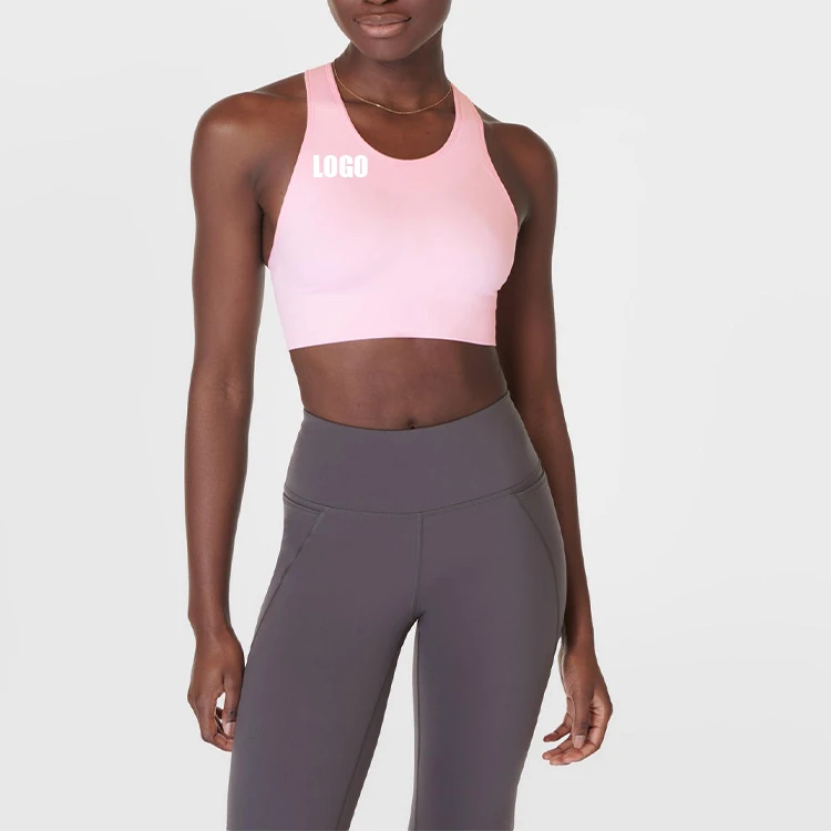 OEM Custom Light Weight Soft Breathable High-support Quick Drying Rib Underband Fitness Yoga Sports Bra for Women
