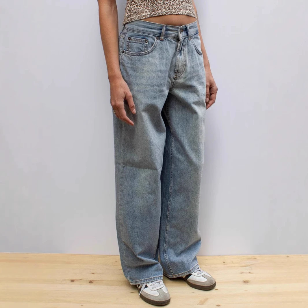 Spring New Women's Jeans, Washed and Worn Loose Wide Leg Pants for Women