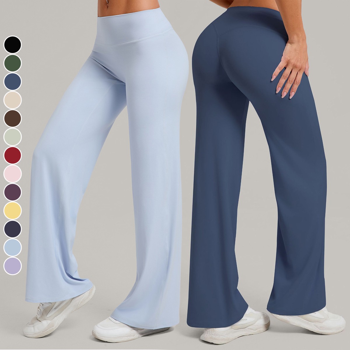 Custom Logo Women's Pilates Straight Fitness Pants Tight Quick Drying Wide Leg Sports Pants Butt Lifting Yoga Flare Leggings