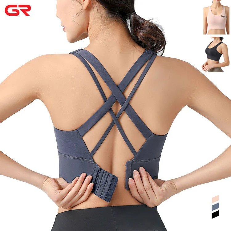 Custom Design High Support Crew Neck Fitness Tops Adjustable Removable Sports Bra for Workout Padded Spandex Active Print
