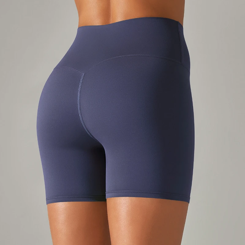 Women Sports Fitness Stretchy High Waist Scrunch Butt Tummy Control Comfortable Breathable Solid Yoga Shorts