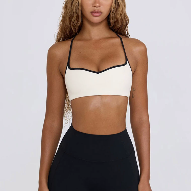 Custom Women's Fashion Sports Bra Adjustable Lightweight Yoga Gym Bras Breathable Four-Way Stretch Crop Top Removable Padded