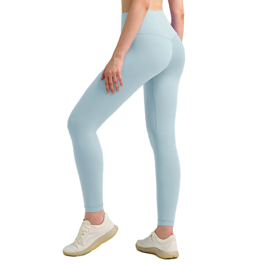Solid High Waist Yoga Leggings for Women-Tummy Control Seamless Sports Pants (Polyester/Cotton)