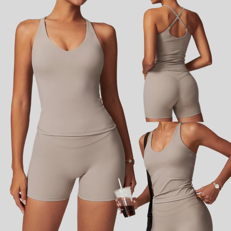 Women's Lightweight Adjustable Shoulder Strap Sports Bra Cross Back Yoga Vest Solid Color Summer Outdoor Fitness Sports Top