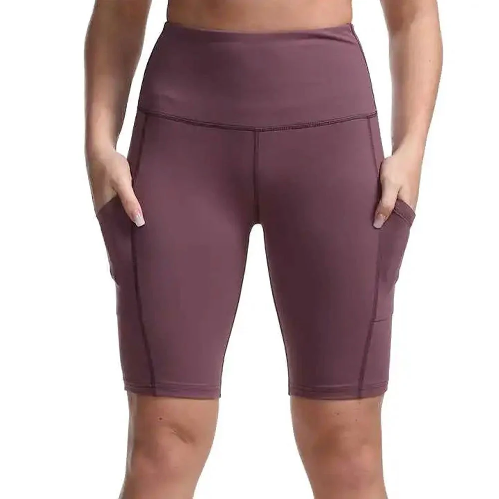High Waist Seamless Yoga Shorts With Pockets Women Fitness Running Gym Shorts Compression Wear Elastic Waist Yoga Leggings