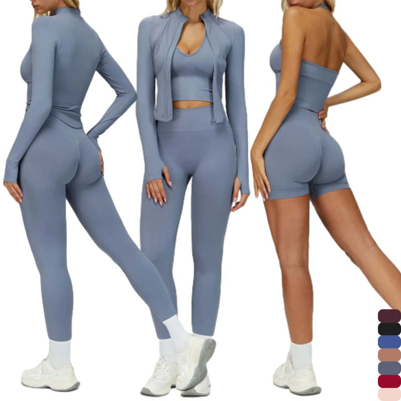2024 New Arrival Lady's Yoga GYM Fitness Workout 2 Pieces Set Good Material Athletic Running Yoga Sportswear Quick-dry Elastic.
