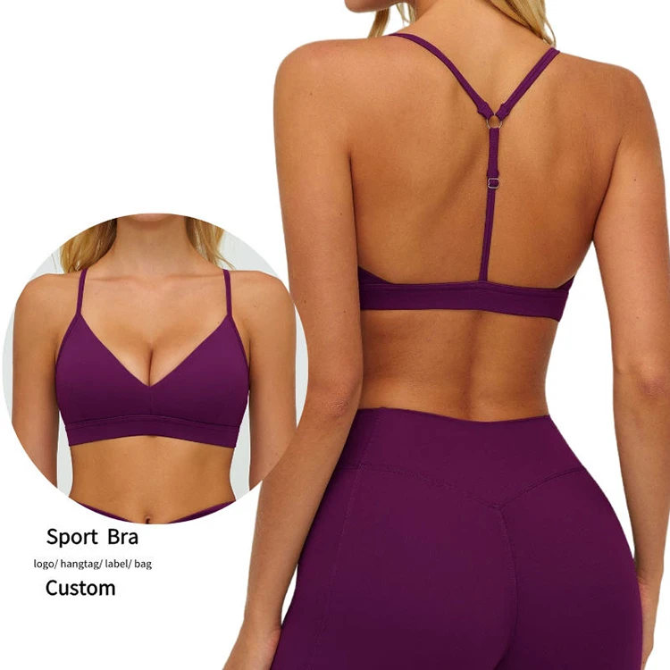 Halter Neck Sports Bra Wireless Bralette Adjustable Strap Ribbed Open Back Quick Dry Running Gym Workout Wear