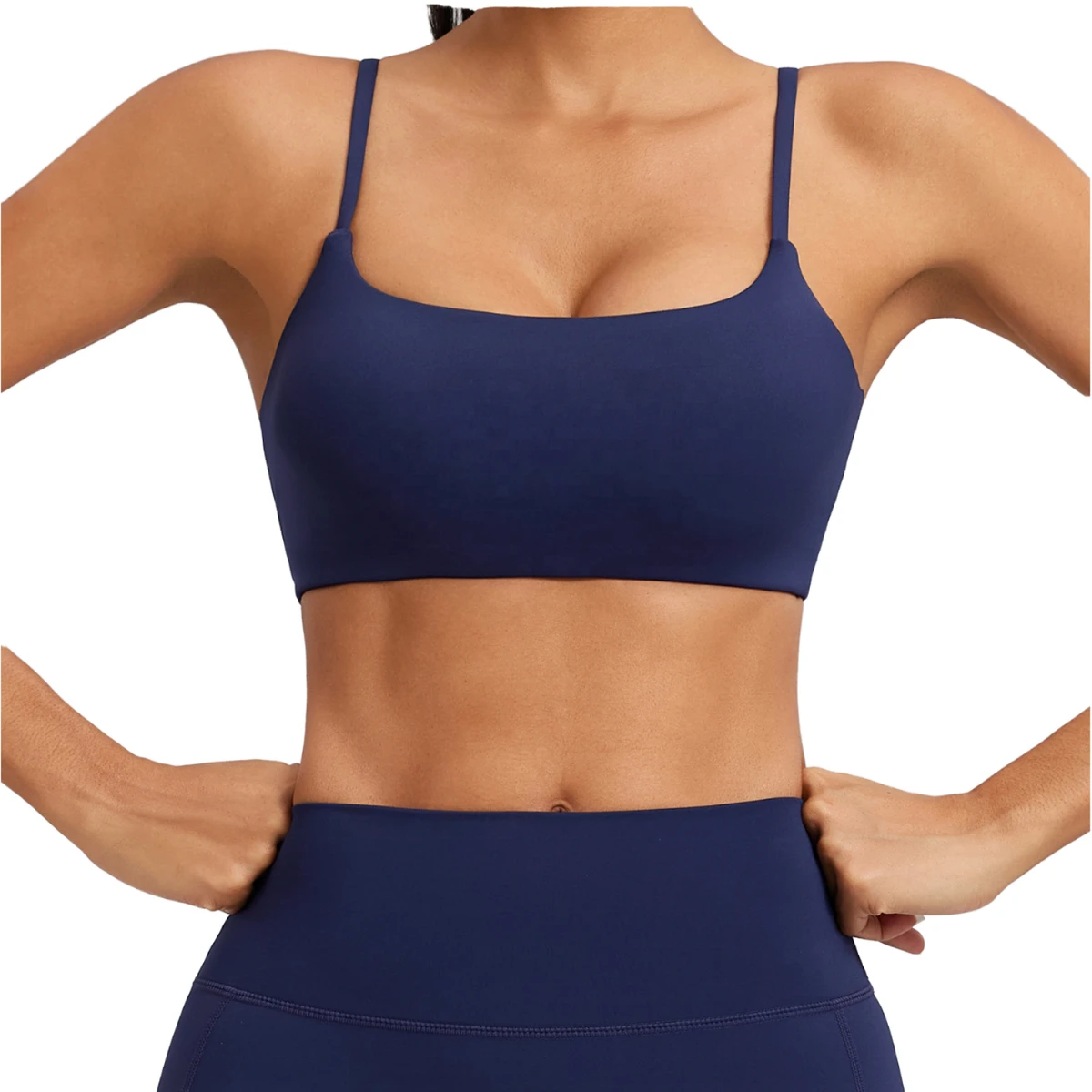 Women's High Support Breathable Wireless Sports Bra with Spandex/Nylon Material U-NECK Solid Pattern Front Back Logo for Running