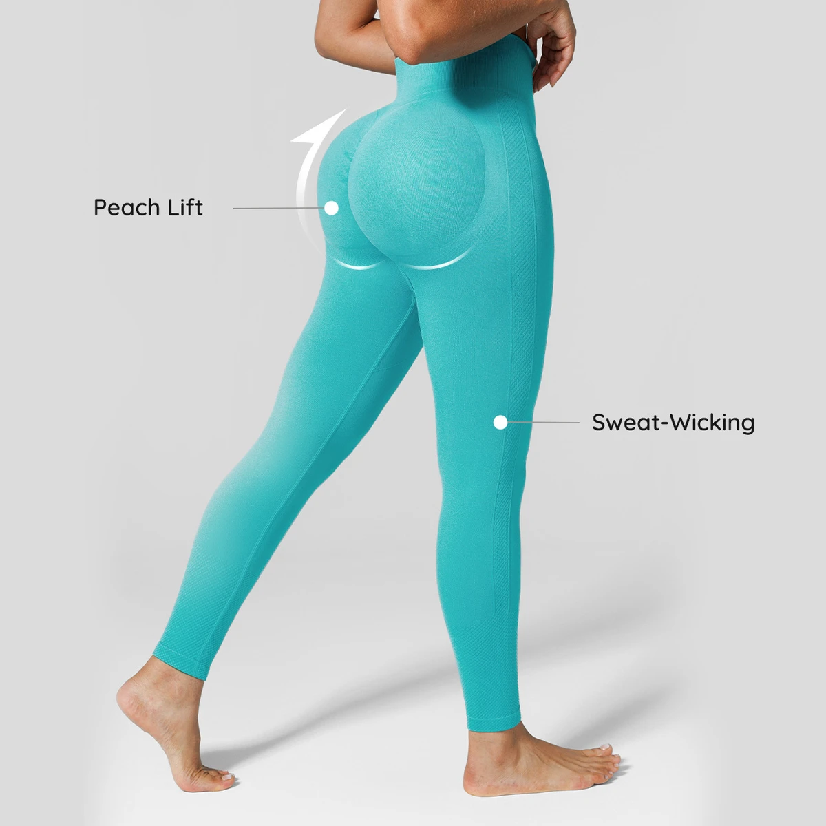 Vractive Wholesale Peach Multi-Sport Gym Pants Women's Mid Solid Four-Way Stretch Tummy Control Butt Scrunch Yoga Leggings