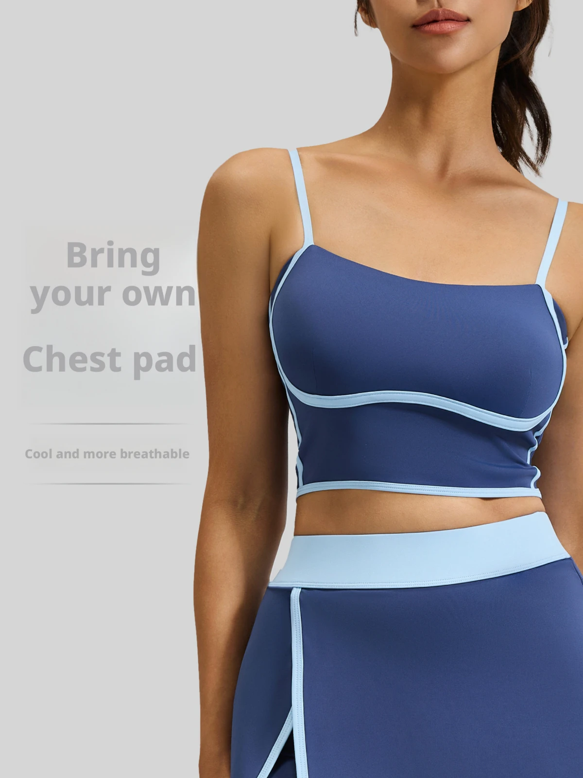 Summer New Lightweight Breathable Quick Dry High Support Yoga Sports Bra Four-Way Stretch Front Logo Simple Style U-NECK 220g