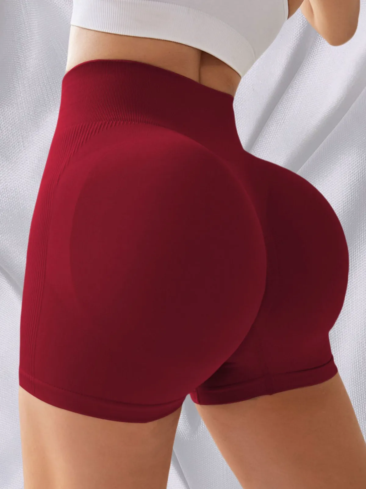 Seamless High-Waisted Butt-Lifting Yoga Pants - Solid Color High-Stretch Breathable Quick-Dry Workout Leggings Tight-Fit Shorts