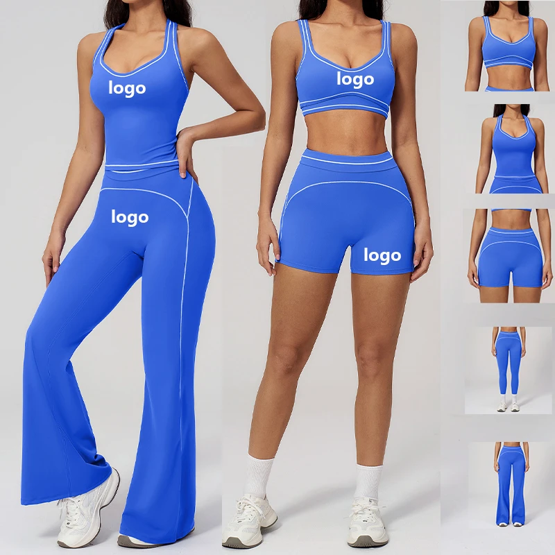 High Quality Sports Bra High Waist Leggings Suit Long Sleeve Workout Wear Gym Sportswear Women Fitness Clothes Yoga Set