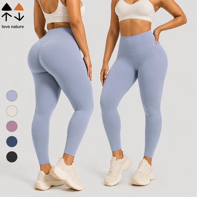Buttery Soft Naked Feel High Waist No Front Seam Women Yoga Leggings Booty Lift Tummy Control 4 Way Stretch Gym Fitness Pants
