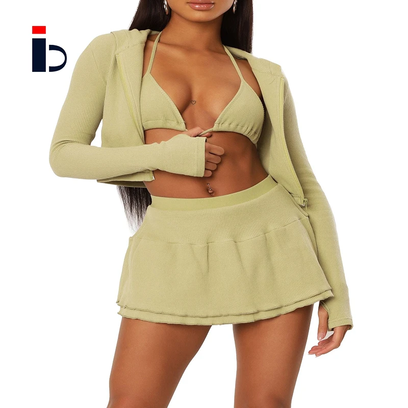 Women Yoga Set 2 Piece Sport Suit Fitness Cotton Spandex High Quality Zip up Comfy Long Sleeve Crop Top