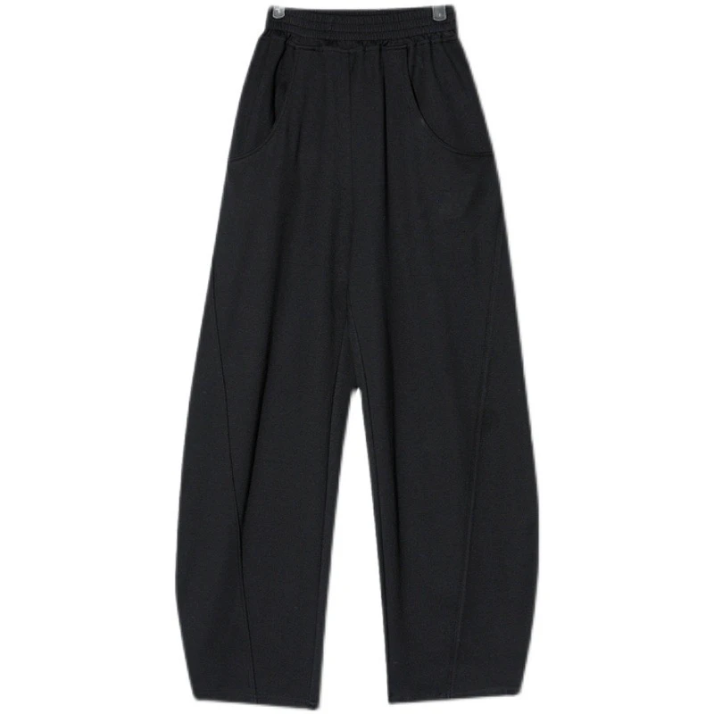Classic Design Wide Leg Cotton Polyester Sweatpants High Waist Solid Color Women Pants Elastic Waist Sweatpants Ladies