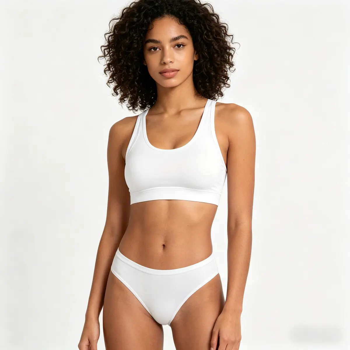 Custom White Seamless Sublimation Women Fitness Sport Bra Set with Waist Logo
