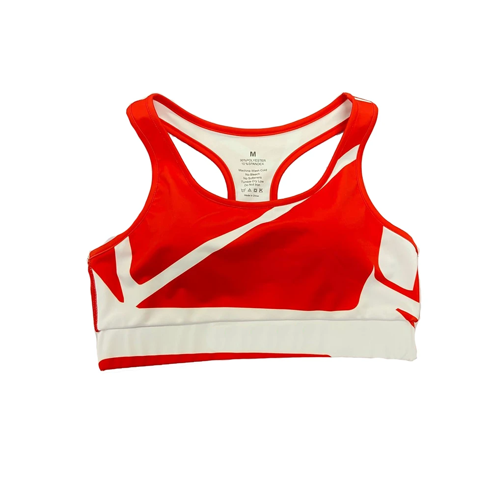 Custom Design Polyester Spandex Sports Bra Breathable Yoga Bra Front Logo Casual Crop Top Padded Gym Training Bra Simple Active