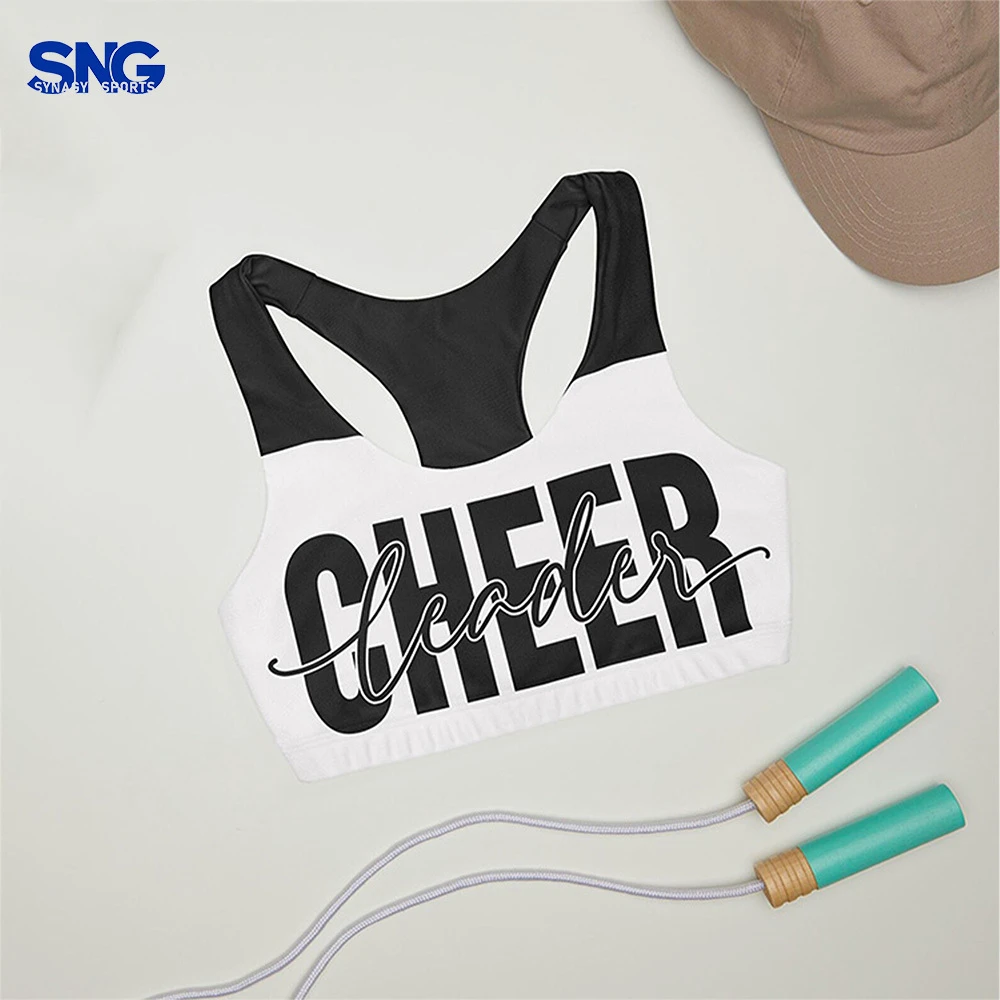 OEM Custom High Support Glitter Sports Bra for Girls Women's Cheerleading Training Bra Rhinestones Youth Children's Comfortable