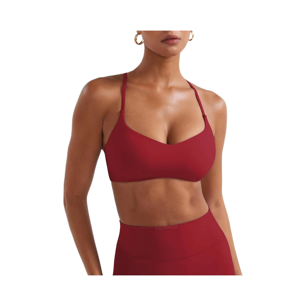 YEOREO Y Back High Support Breathable Sports Bras for Women Padded Racerback Bra Light for Adjustable Straps Gym