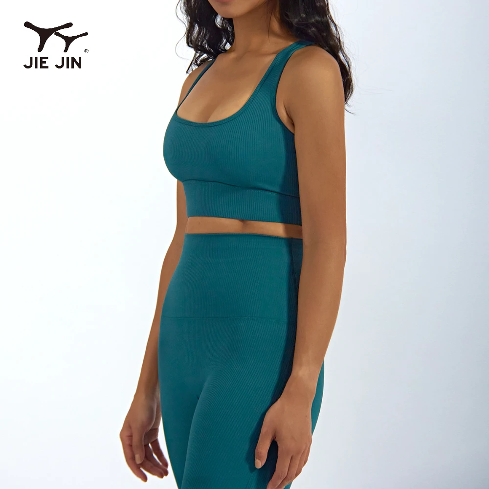 JIEJIN High Quality Gym Women High Waist 4 Way Stretch Yoga Set 2 Piece Workout Active Wear Sets