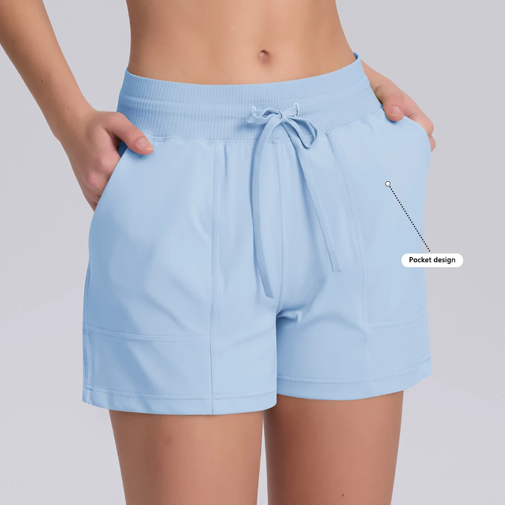Wholesale High Waisted Workout Yoga Shorts Women Biker Gym Shorts With Pockets