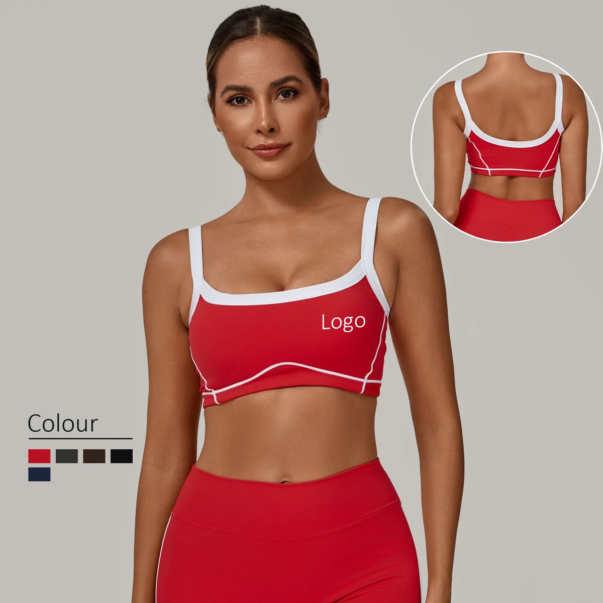 Clothing Brand Manufacture Eco-Friendly Reversible Active Quick-Dry Fitness Yoga Wear Color Block Sports Bra Cross Back Straps