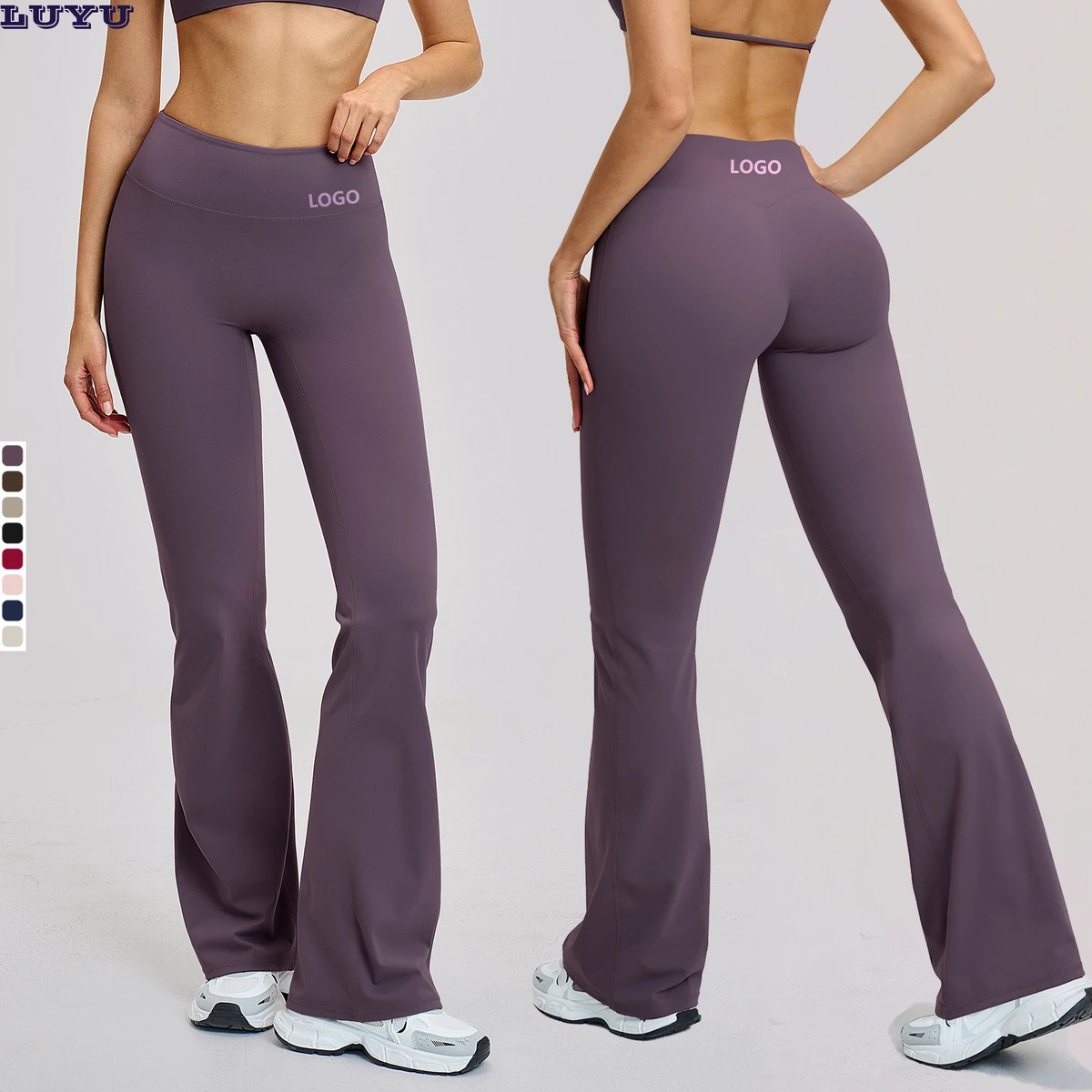 Custom LOGO High Waist Yoga Flare Pants Training Running Tummy Control Sportswear Fitness Leggings