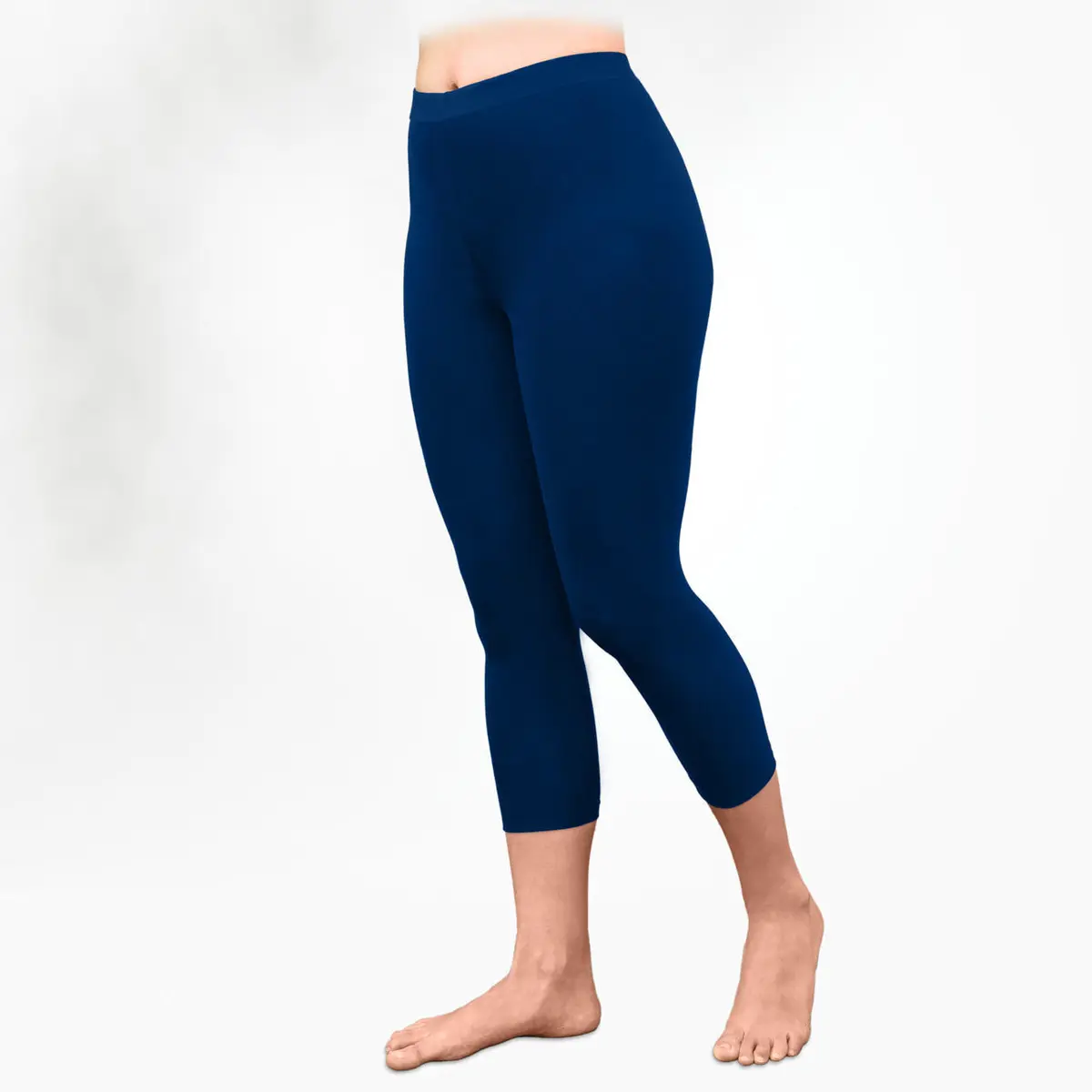 Women's High Waist Pants Solid Pattern Sports Workout Capri Push-up & Tummy Control Gym Capri Elastic Waist Yoga Leggings