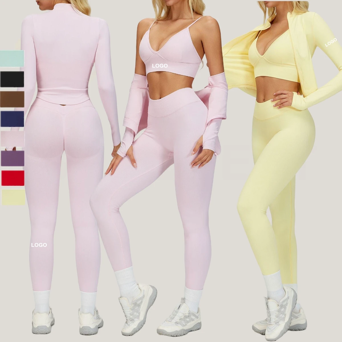 High Waist Seamless Yoga Set for Women - 2 Pcs Quick Dry Gym Wear Fitness Workout Clothes Custom Logo with Nylon Spandex