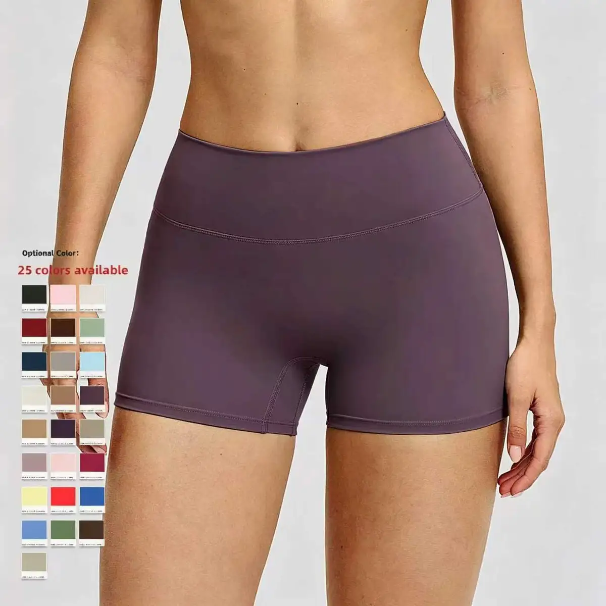 Women's Solid High-Waist Elastic Waist Yoga Shorts Tummy Control Butt-Lifting Tight Spandex/Nylon Fitness Running Sports Shorts