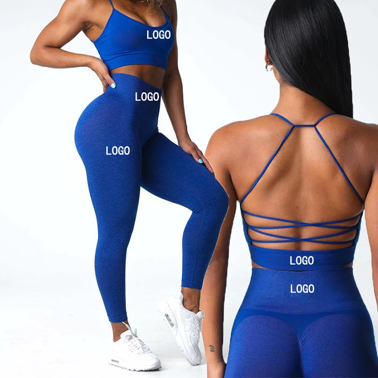 New Women 2 Piece Yoga Set Cross Back Sports Bra High Waist Scrunch Butt Leggings Quick Dry Plus Size Fitness Gym Active Wear