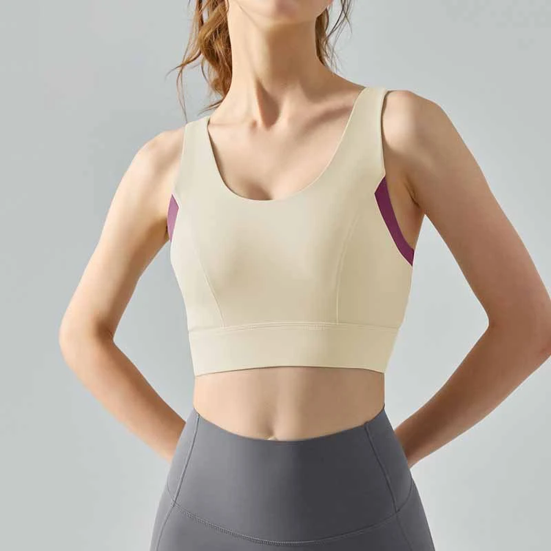 New High Quality U Neck Running Bra with Padded High Support Back Clasp Shockproof Push up Yoga Sports Bra for Women